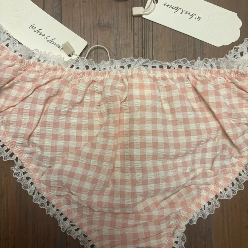 NWT for love and lemons pink gingham lingerie set - Picture 10 of 16